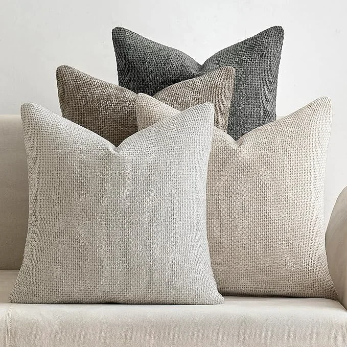 Classic MIULEE Pack of 4 Couch Throw Pillow Covers 22×22 Inch Neutral Soft Decorative Fast