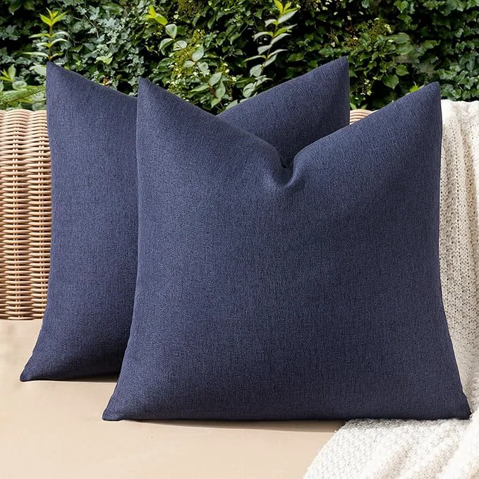 Premium Material MIULEE Pack of 2 Decorative Outdoor Solid Waterproof Throw Pillow Covers Faux Reliable