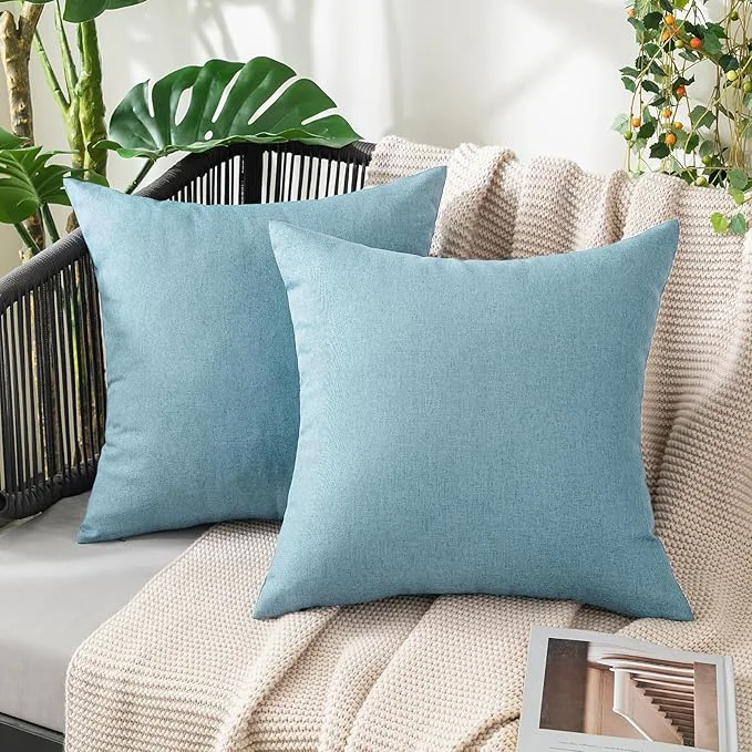 Luxury MIULEE Pack of 2 Decorative Outdoor Solid Waterproof Throw Pillow Covers Faux Recyclable