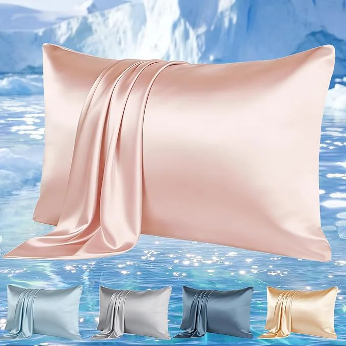 Luxury Cooling Pillowcases Set of 2 for Hot Sleeper Night Sweats Beauty Sleep Reduces Durable
