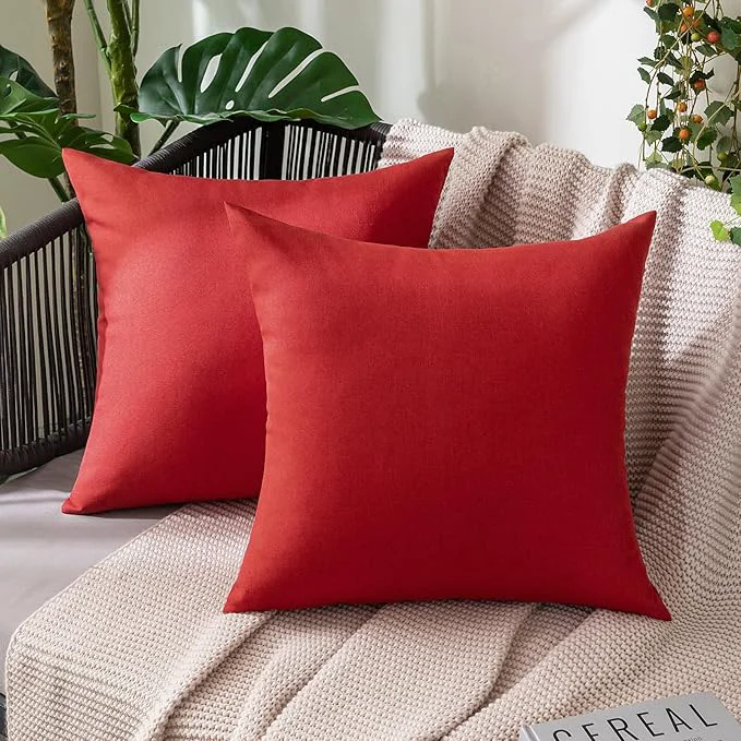 High-Performance MIULEE Pack of 2 Decorative Outdoor Solid Waterproof Throw Pillow Covers Faux Premium
