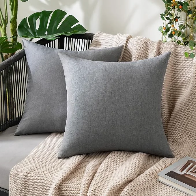 Smart MIULEE Pack of 2 Decorative Outdoor Solid Waterproof Throw Pillow Covers Faux Clean
