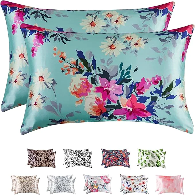 Secure MR HM Satin Pillowcase for Hair and Skin Silk Satin Pillowcase 2 Pack Soft