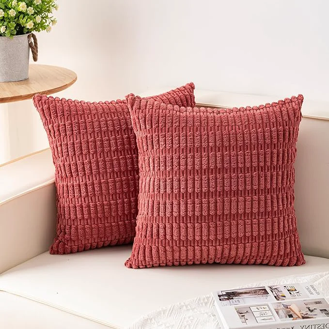 Fast Aegero Pack of 2 Corduroy Decorative Throw Pillow Covers 22×22 Inch Soft Proven