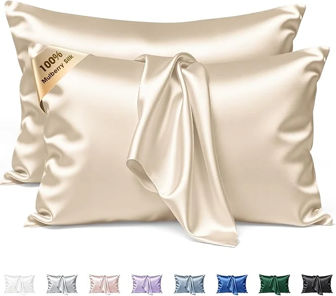 Expertly Made Silk Pillow Cases 2 Pack Standard Size Mulberry Silk Pillowcase Set of 2 Long-Lasting