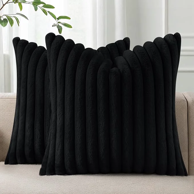 Pallene Faux Fur Plush Throw Pillow Covers 20×20 Set of 2 Luxury Soft Fluffy User-Friendly