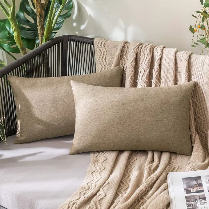 Classic MIULEE Pack of 2 Decorative Outdoor Solid Waterproof Throw Pillow Covers Faux Consistent
