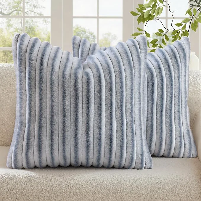 Prestigious decorUhome Cozy Faux Fur Throw Pillow Covers 20×20 Set of 2 Decorative Soft Modern