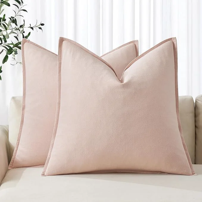 High-Performance MIULEE Decorative Linen Euro Sham Pillow Covers 26×26 Light Pink Boho Farmhouse Enhanced