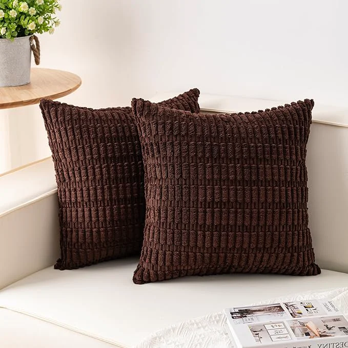 Next-Generation Aegero Pack of 2 Corduroy Decorative Throw Pillow Covers 22×22 Inch Soft Sophisticated