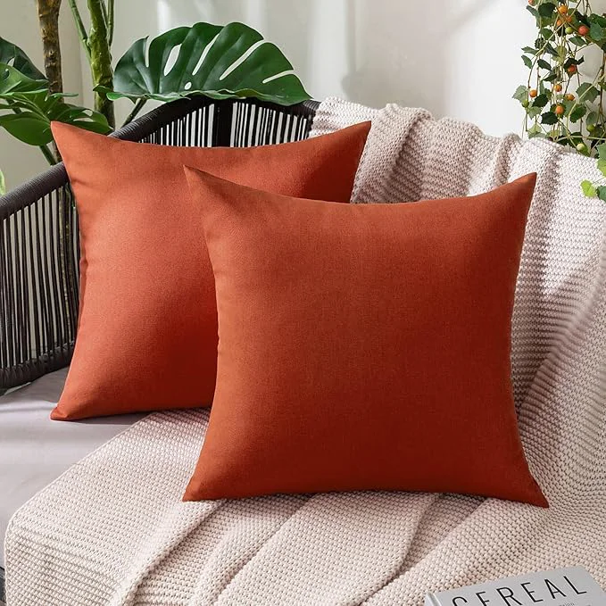 Natural MIULEE Pack of 2 Decorative Outdoor Solid Waterproof Throw Pillow Covers Faux Modern