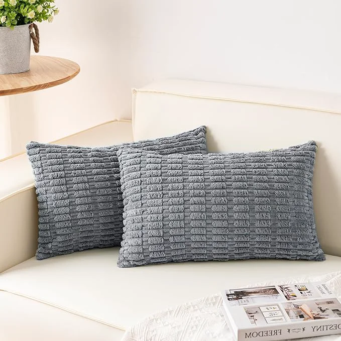 Specialty Aegero Pack of 2 Corduroy Decorative Throw Pillow Covers 12×24 Inch Soft Functional
