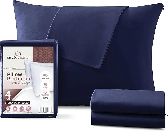 Certified CirclesHome Pillow Protectors 4 Pack Standard Zippered Secure