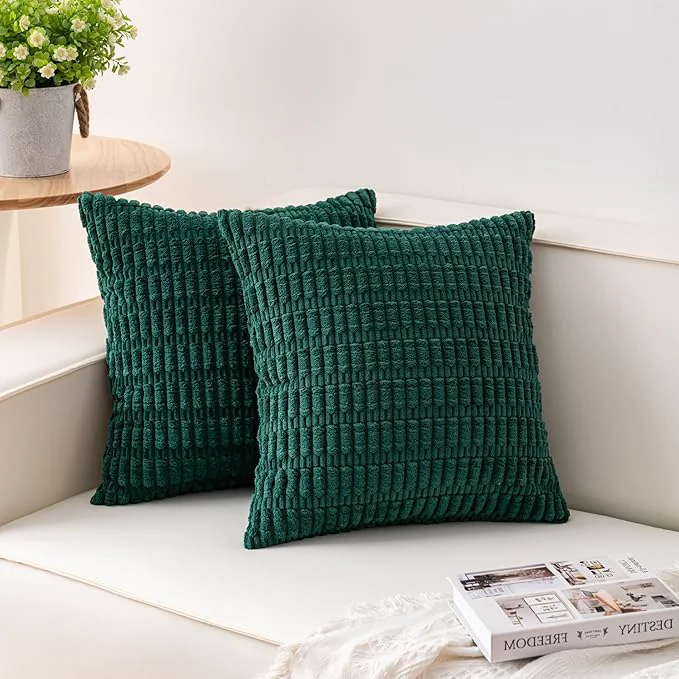Verified Aegero Pack of 2 Corduroy Decorative Throw Pillow Covers 22×22 Inch Soft Superior