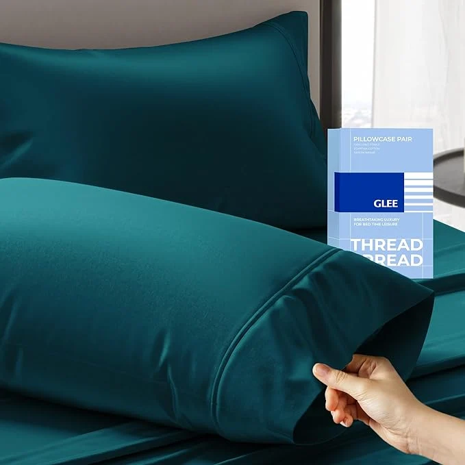 Lightweight Thread Spread Cotton King Size Pillow Cases Set of 2 Minimalist