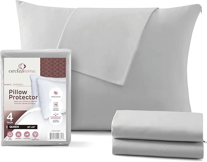 Next-Generation CirclesHome Pillow Protectors 4 Pack Queen Zippered Minimalist