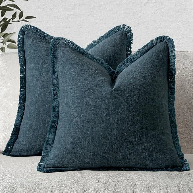Optimized MIULEE Decorative Throw Pillow Covers Neutral Linen Fringe Throw Pillows Euro Convenient