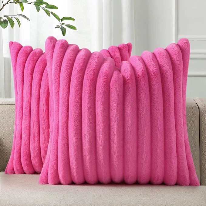 Efficient Pallene Faux Fur Plush Throw Pillow Covers 22×22 Set of 2 Luxury Soft Fluffy Trusted