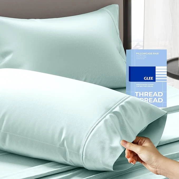 Fast Thread Spread Cotton Pillow Cases Queen Size Set of 2 Traditional