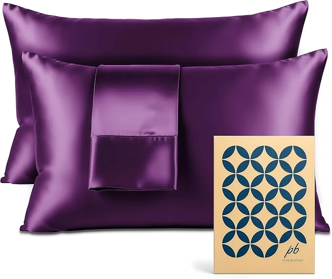 Breathable Pure Bedding Satin Pillowcase 2 Pack Luxury