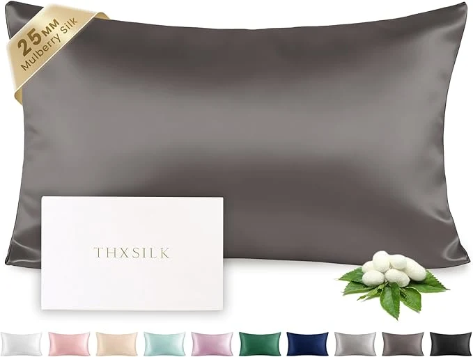 Lightweight THXSILK Silk Pillowcase for Hair and Skin Luxury 25 Momme Mulberry Silk Versatile