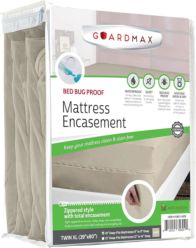 Breathable Guardmax Jersey Knitted Twin XL Zippered Mattress Encasement Easy-to-Use