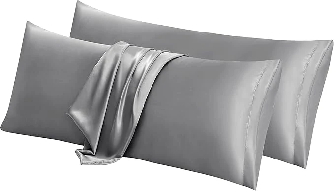 Elite Aormenzy Satin Body Pillow Cover Set of 2 20×54 Inches Silver Grey Case Organic