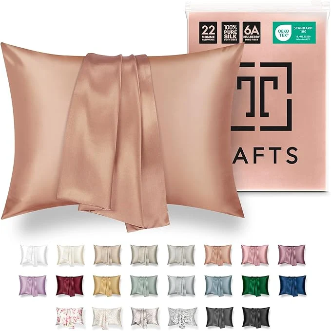 Reusable Tafts Silk Pillow Cases – 22mm Pure Mulberry 6A Silk Pillowcase Healthy