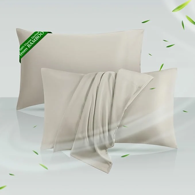 Fine Cooling Pillowcases King Size Set of 2 Viscose Derived from Bamboo Authentic