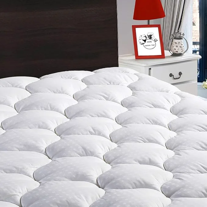 Pure LEISURE TOWN Cotton King Mattress Pad Fitted Quilted Mattress Cover Pillow Top Safe