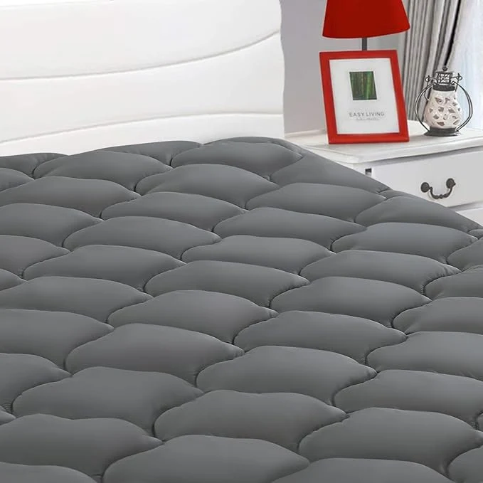 Smart LEISURE TOWN Cotton King Mattress Pad Fitted Quilted Mattress Cover Pillow Top Sustainable
