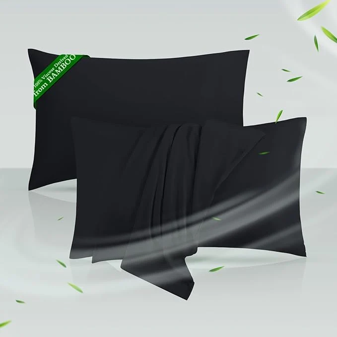 Breathable Cooling Pillowcases Standard Size Set of 2 Viscose Derived from Bamboo Elite