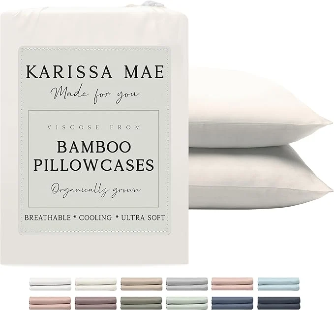 Original Karissa Mae Cooling Bamboo Viscose King Size Pillowcase Set FSC Optimized