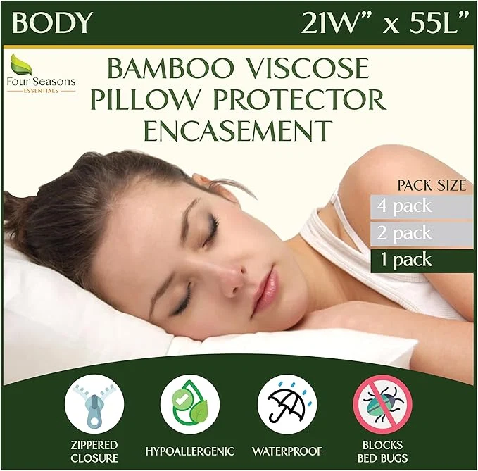 Official Four Seasons Essentials Body Size Waterproof Pillow Protector Organic