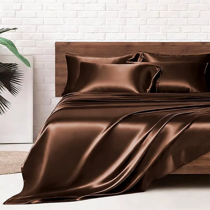 Stylish MR HM Satin Bed Sheets King Size Sheets Set Enhanced