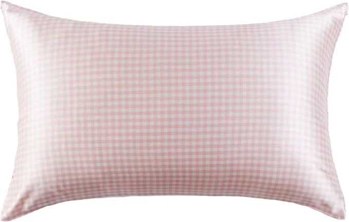 Specialty THXSILK Pink Plaid Style 6A Grade Mulberry Silk Pillowcase Premium Material