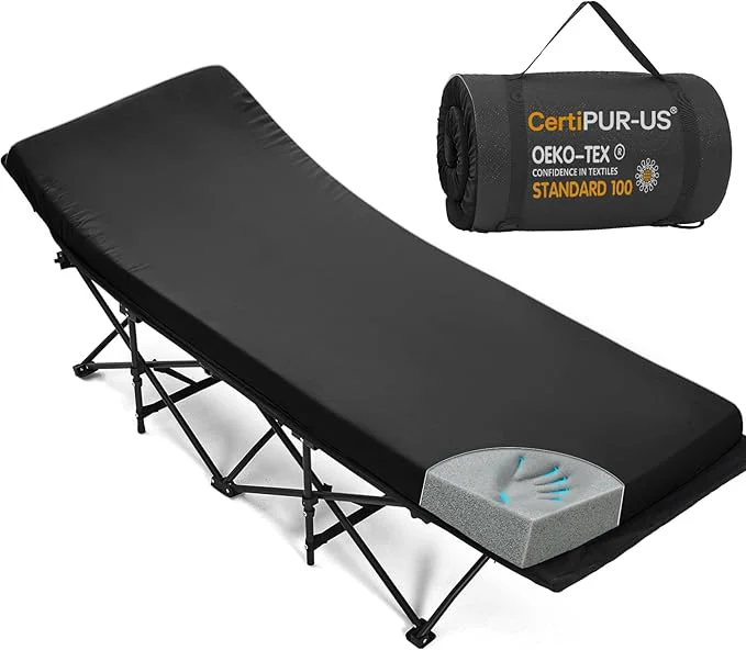 High-End CYMULA Camping Cot Mattress 2in Memory Foam Sleeping Pad Soft Warm Non-Slip Stylish