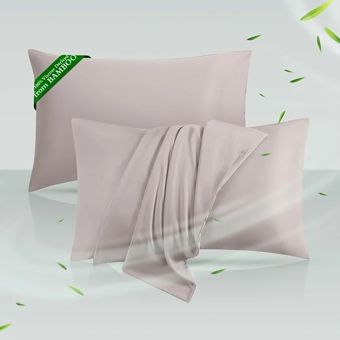 Organic Cooling Pillowcases Standard Size Set of 2 Viscose Derived from Bamboo Smart