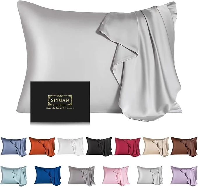 Verified SIYUAN Silk Light Gray Pillowcase Standard Size Temperature Regulator Smart
