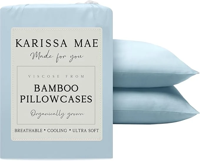 High-End Karissa Mae Cooling Bamboo Viscose Standard Size Pillowcase Set Detailed