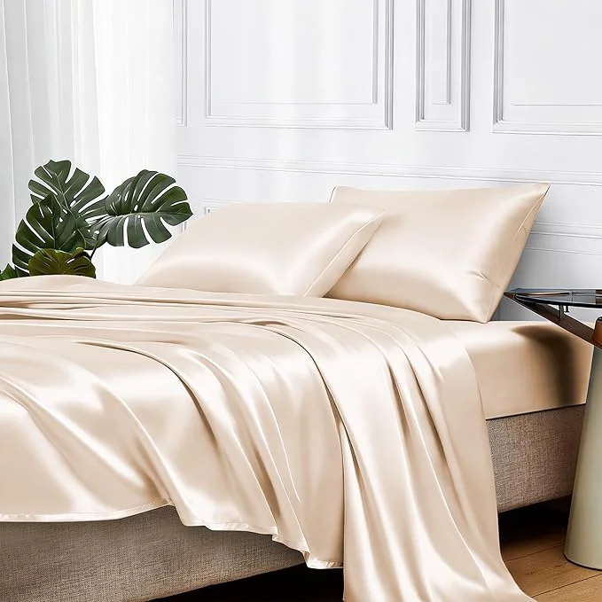 Organic MR HM Satin Bed Sheets King Size Sheets Set Quality