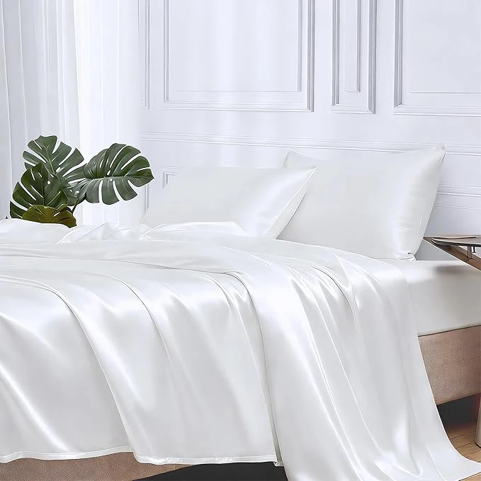 Optimized MR HM Satin Bed Sheets California King Size Sheets Set Clean