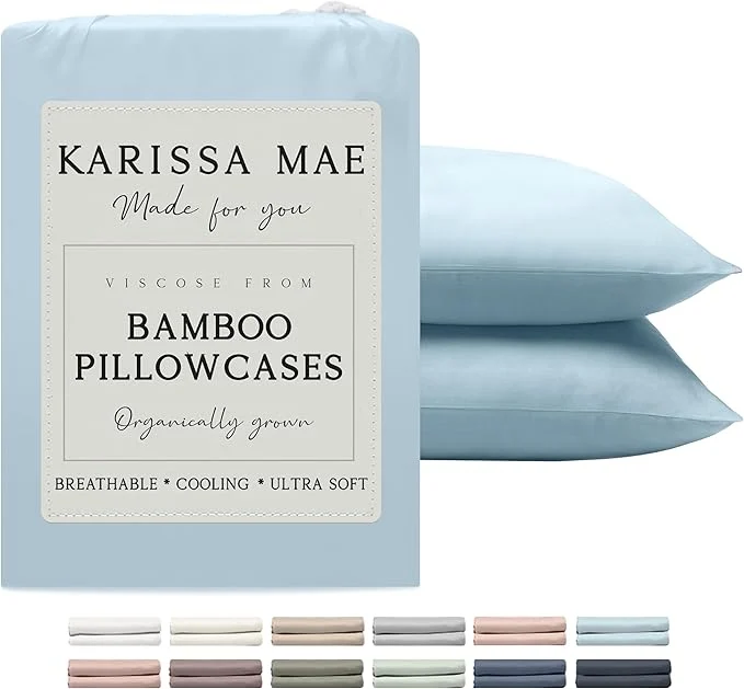 Pure Karissa Mae Cooling Bamboo Viscose Queen Size Pillowcase Set FSC Dependable