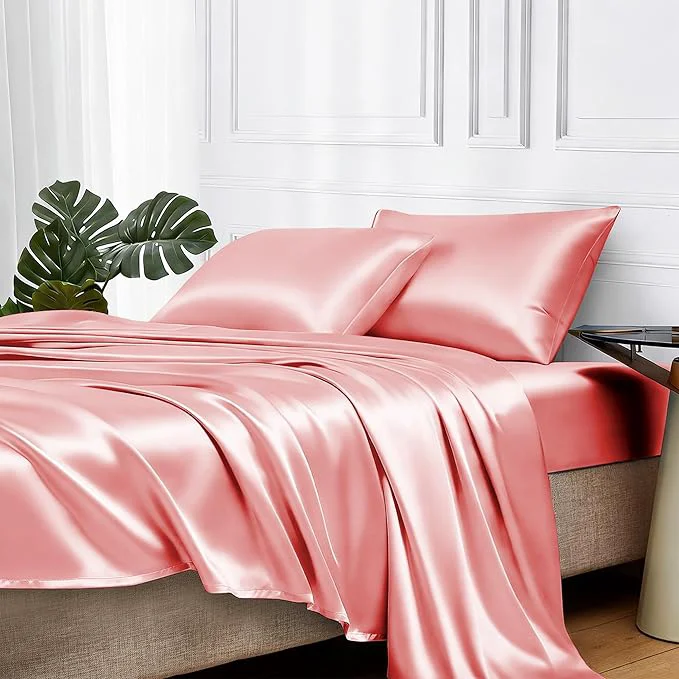 Unique MR HM Satin Bed Sheets King Size Sheets Set Authentic