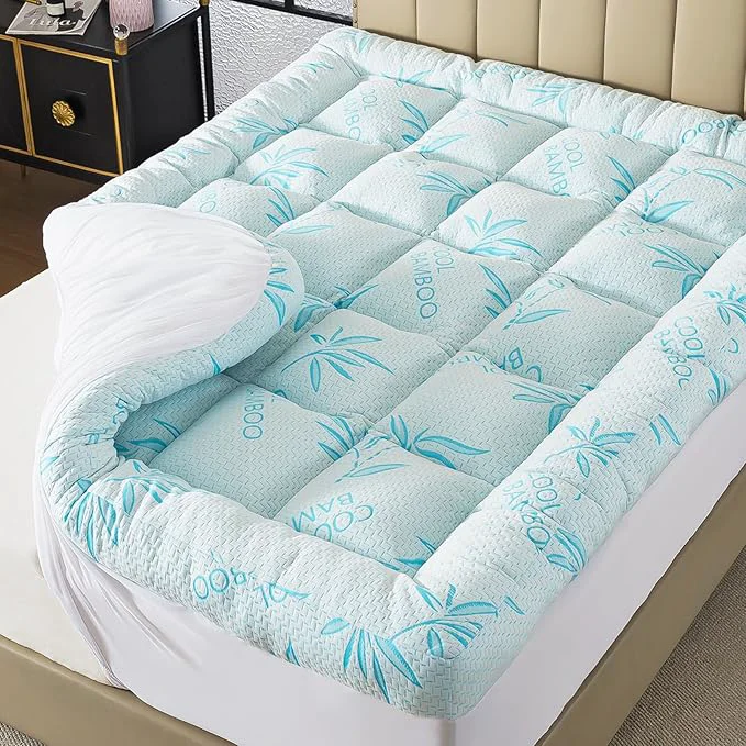 Green WhatsBedding 5 Inch Queen Mattress Topper Breathable Bamboo Viscose Air Layer Long-Lasting
