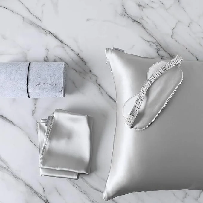 Organic DISANGNI Silk Indulgence Set Premium 22 Momme Mulberry Silk Pillowcase Eye Verified