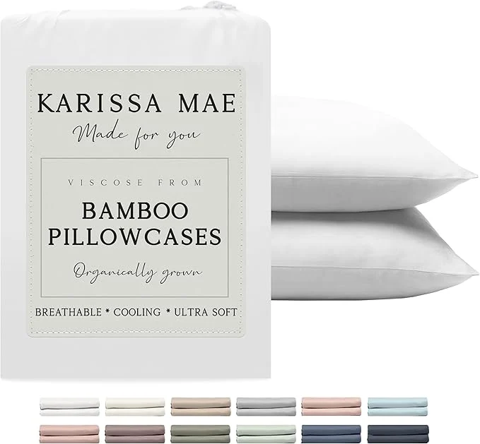 Solid Karissa Mae Cooling Bamboo Viscose Queen Size Pillowcase Set FSC Quality