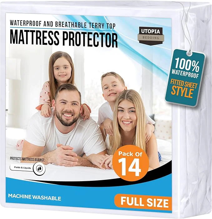 Luxury Full Size Mattress Protector Waterproof 14 Pack Premium 200 GSM Terry Mattress Authentic