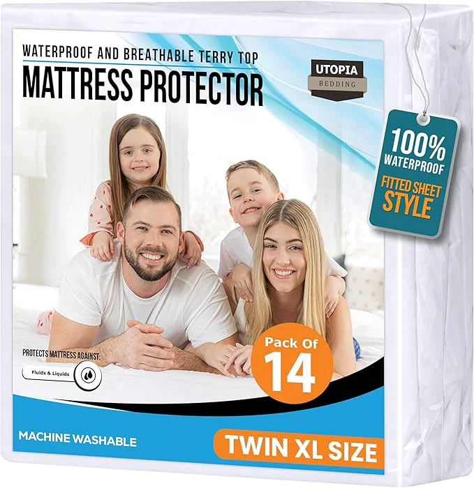 Consistent Twin XL Size Mattress Protector Waterproof 14 Pack Premium 200 GSM Terry Certified