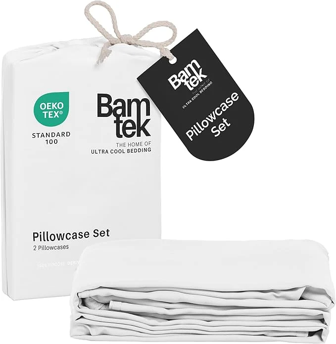 Casual Pillow Cases Queen Size Set of 2 Pillowcases Viscose from Bamboo Cooling Next-Generation